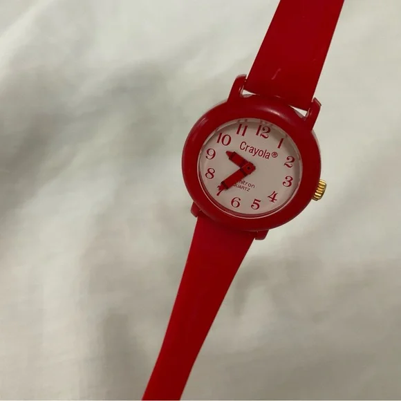 Vintage Cherry Red Crayola Crayons Kids Analog Watch Untested AS IS 90s